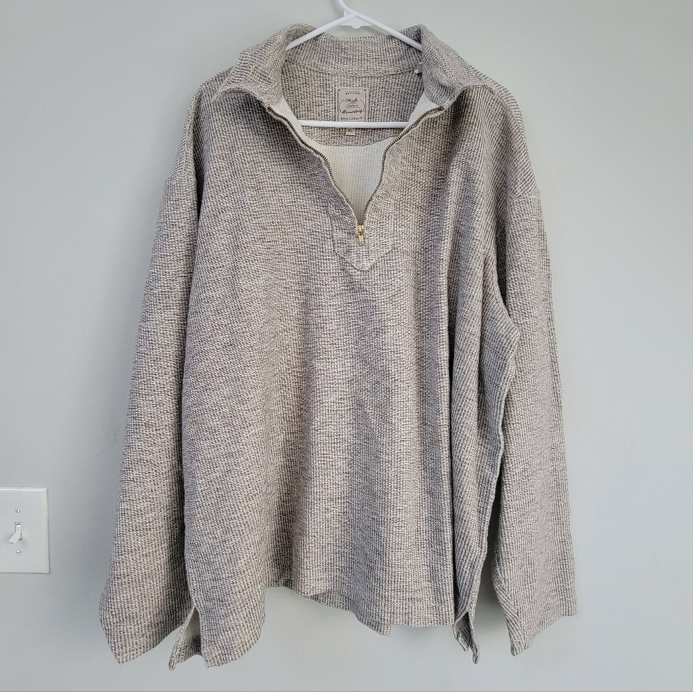 Wahmaker 1/4 Zip Oversized Tunic Women's Size XL Lagenlook Relaxed Boho